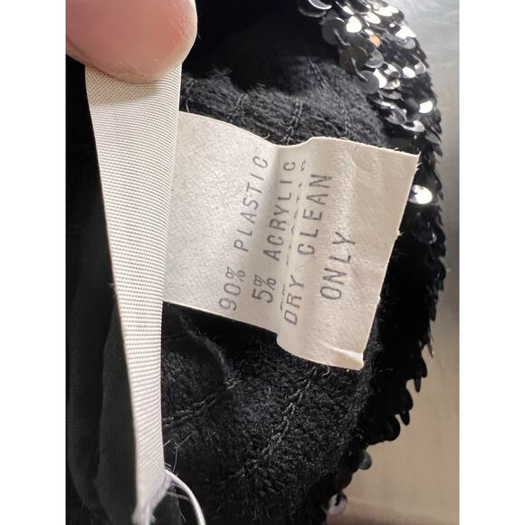 Vintage 80s Creations III Black Sequin Tank Top OS Glam Disco - Picture 4 of 6